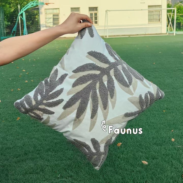 Nordic cushion cover with plant motif, 45×45 cm