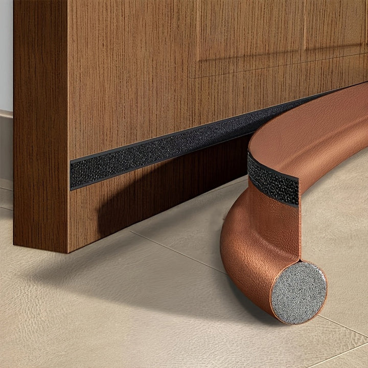 Self-adhesive door bottom seal made of leather