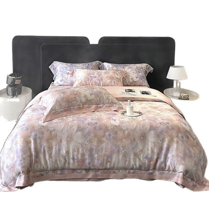 Lyocell bedding set, 4-piece, floral pattern