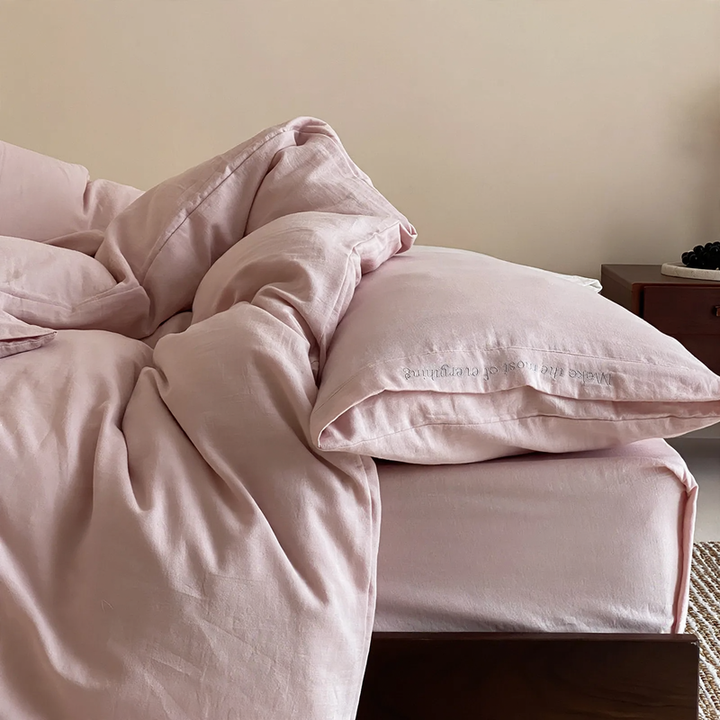 Double-layered cotton muslin bedding set