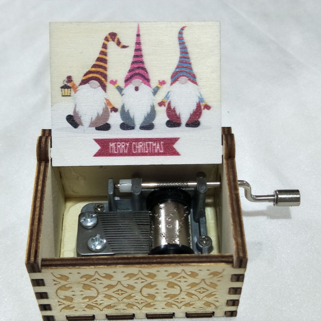 Decorative music box made of wood with engraving
