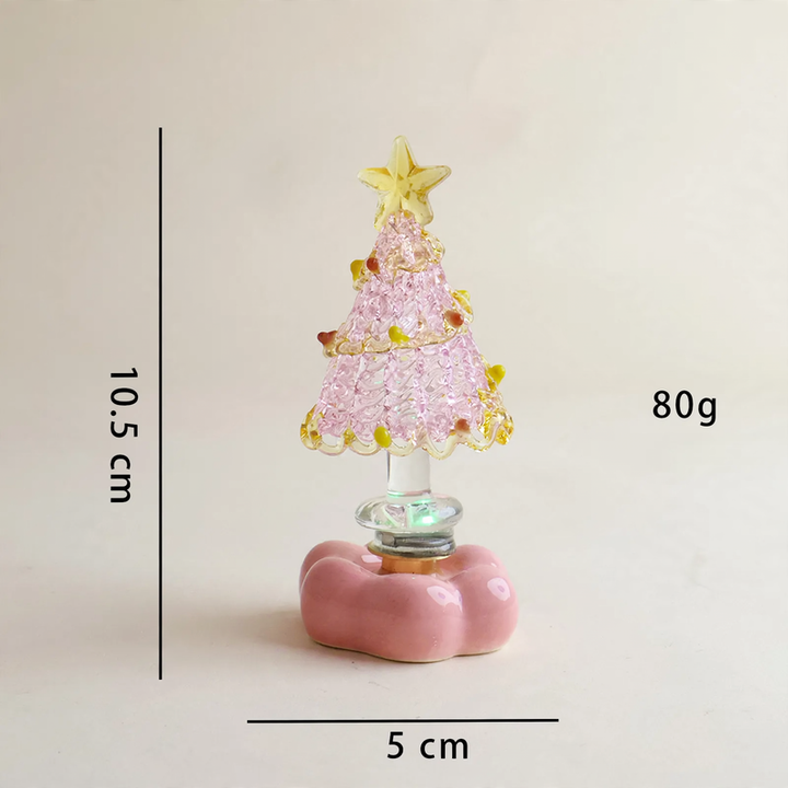 Decorative, rotating LED Christmas tree figure made of glass