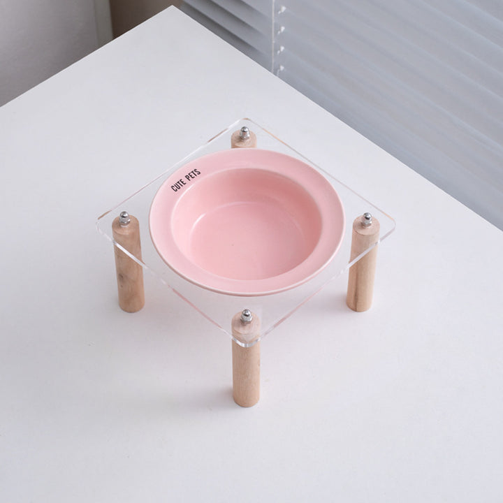 Ceramic double bowl with elevated stand