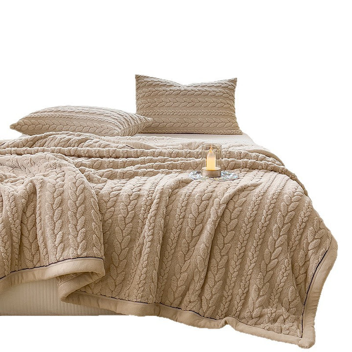 Milk fiber fleece throw blanket with ear pattern, various sizes
