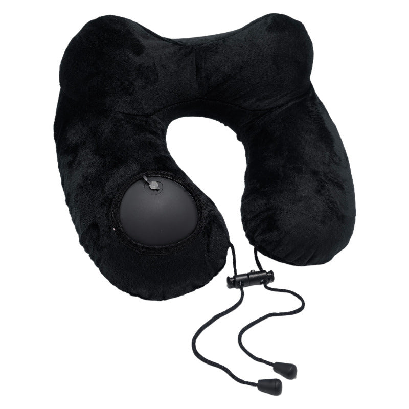 Inflatable U-shaped pillow for travel and flights