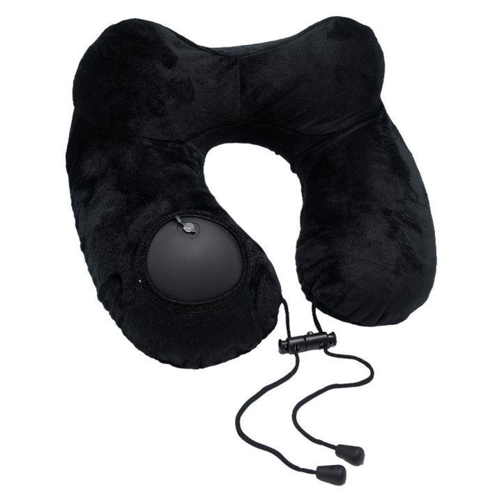 Inflatable U-shaped pillow for travel and flights