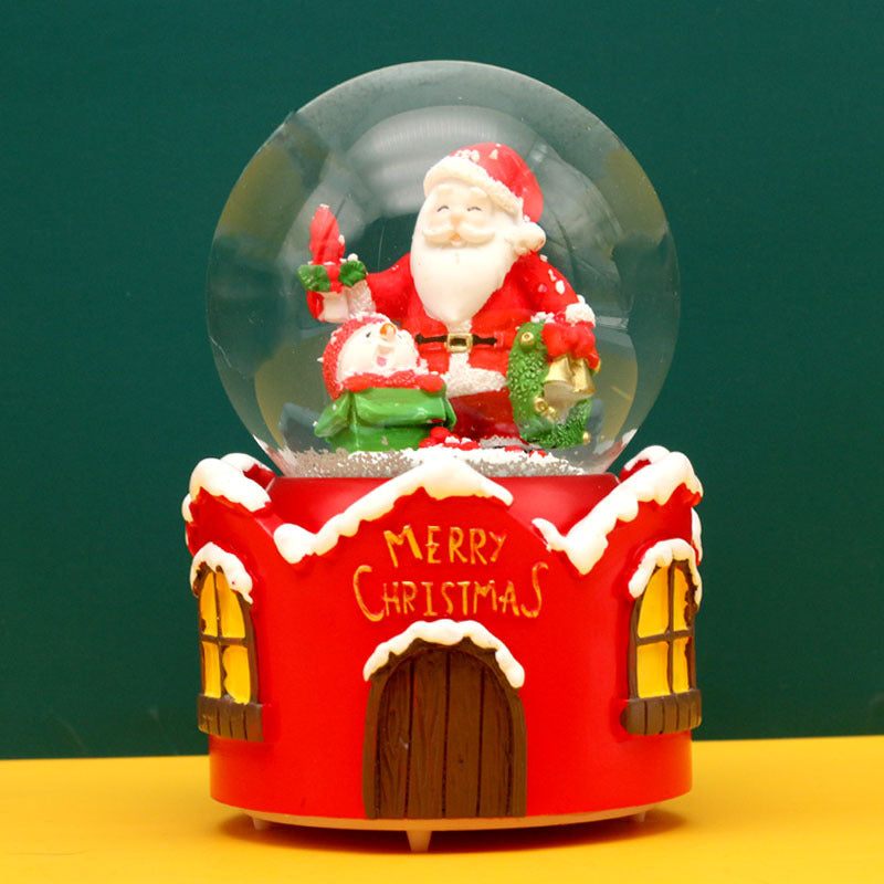 Christmas snow globe with music and light