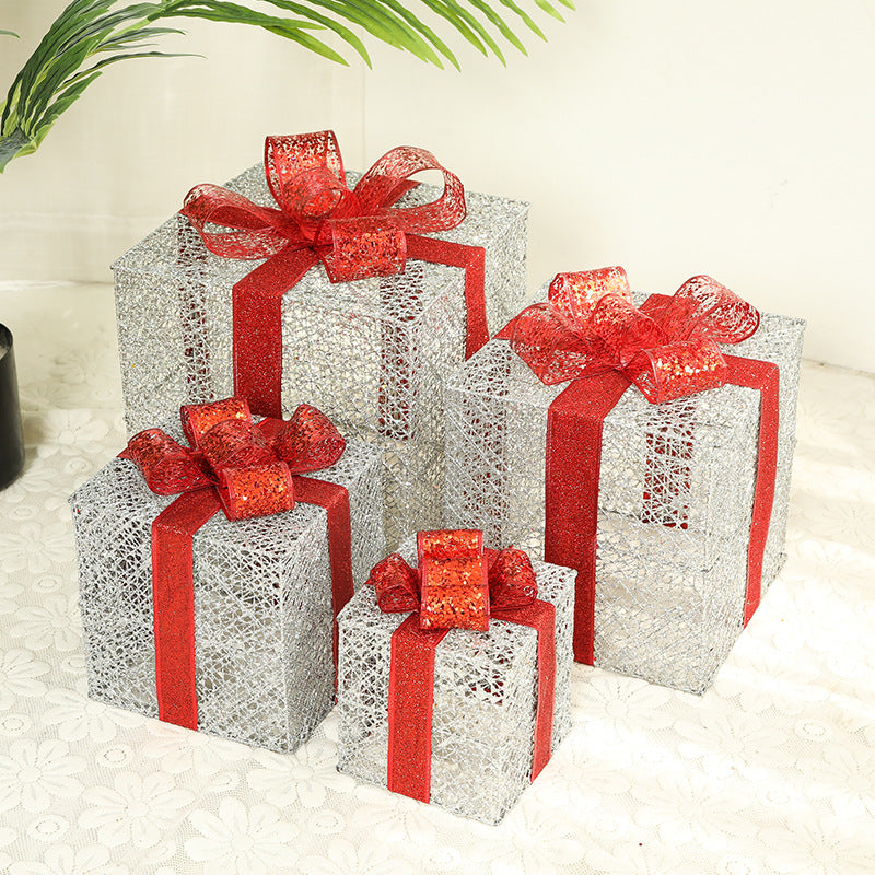 Illuminated Christmas Gift Box Set made of Iron