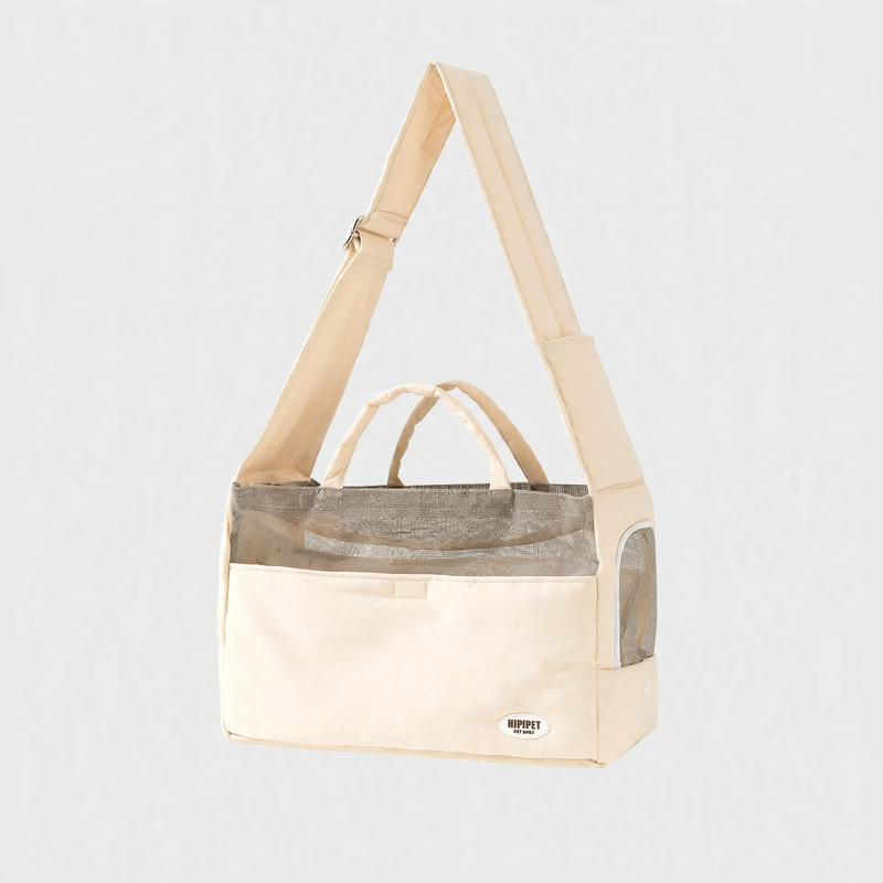 Portable pet carrier bag with shoulder strap