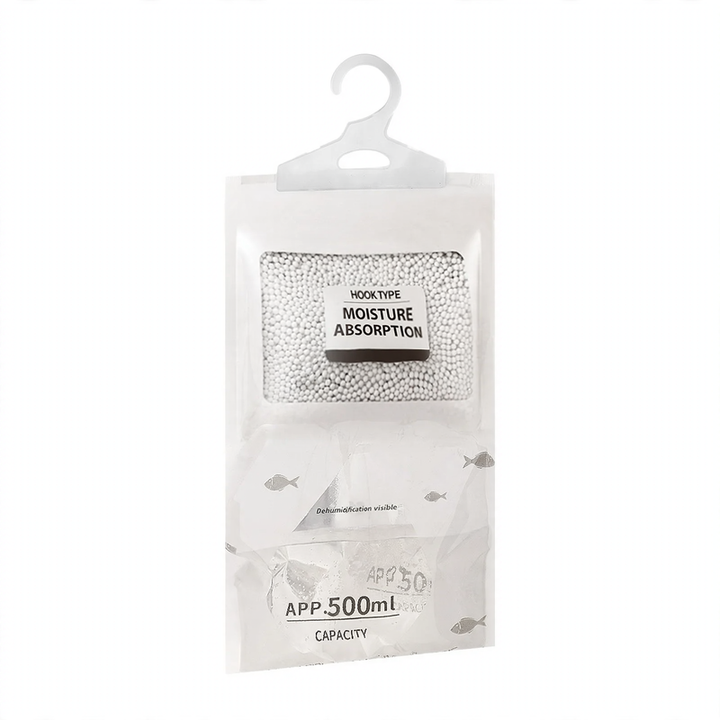 Hanging dehumidifier bag for the household