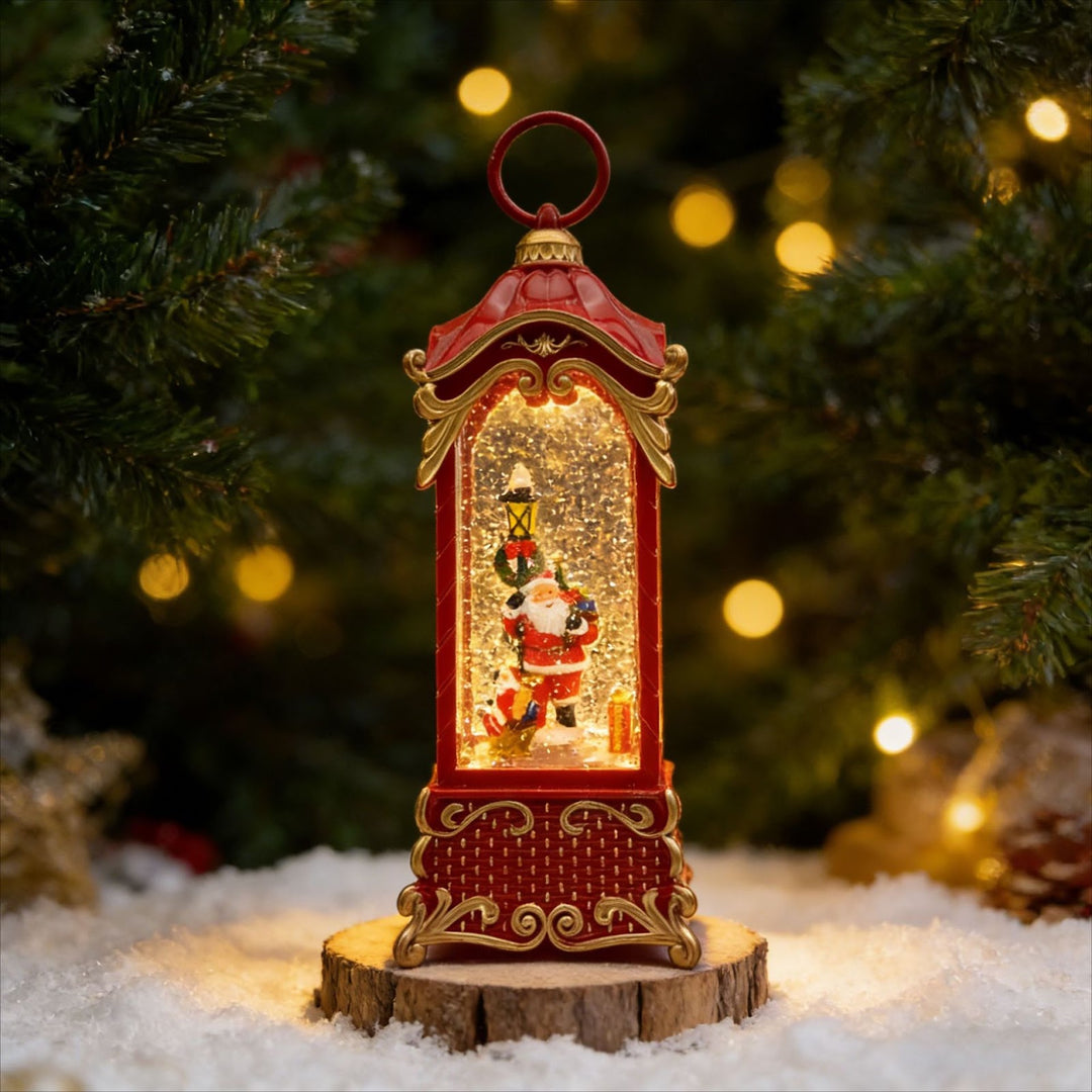 Decorative lantern with snow globe effect