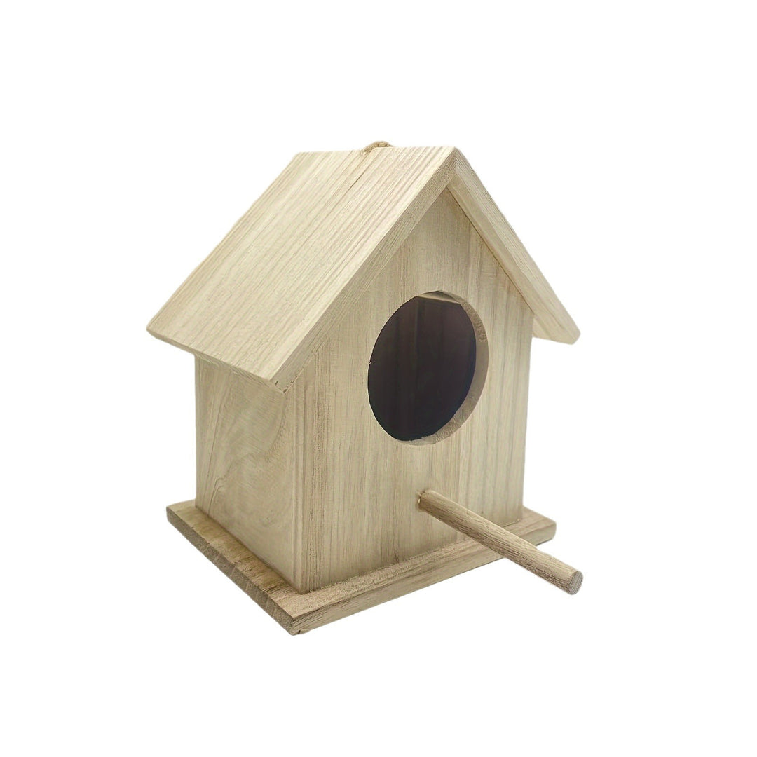 Hanging birdhouse made of solid wood for the garden