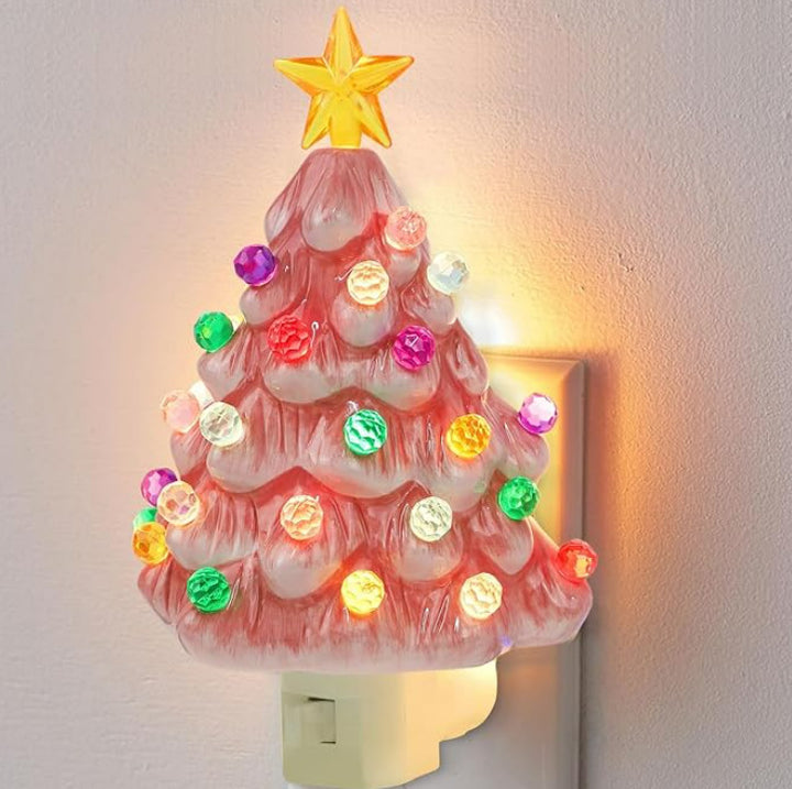 Illuminated Christmas tree figure made of resin