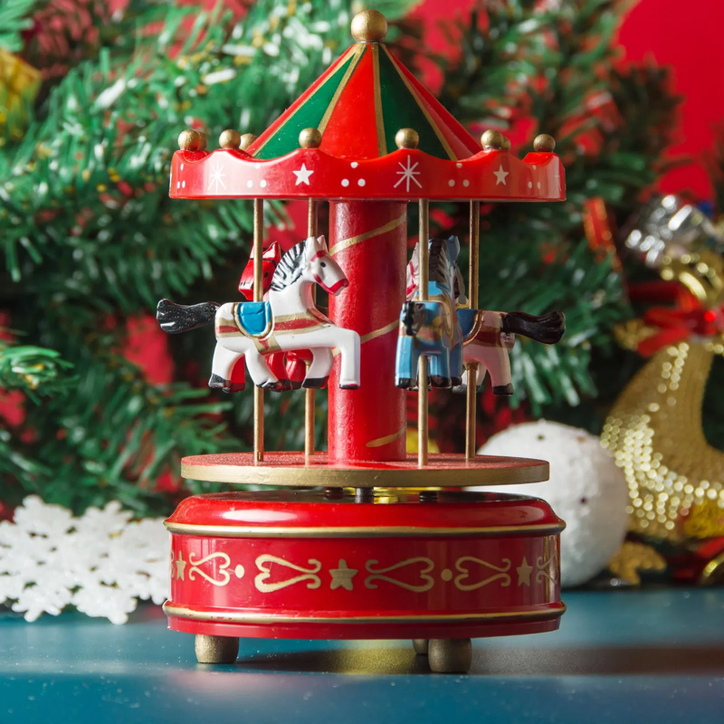Decorative music box with carousel motif