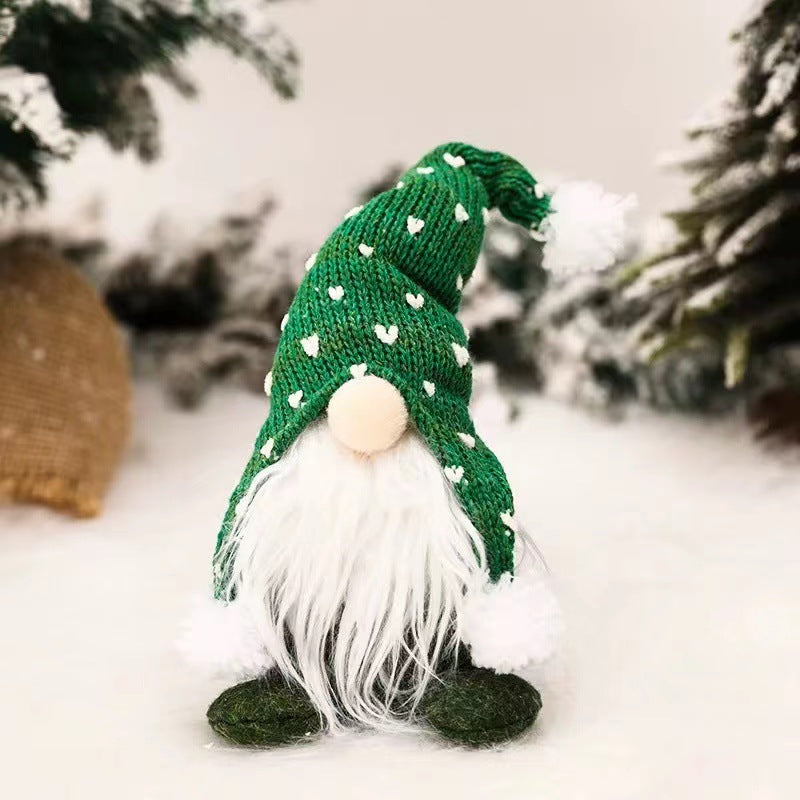 Sitting Christmas Elf Figure with Knitted Hat