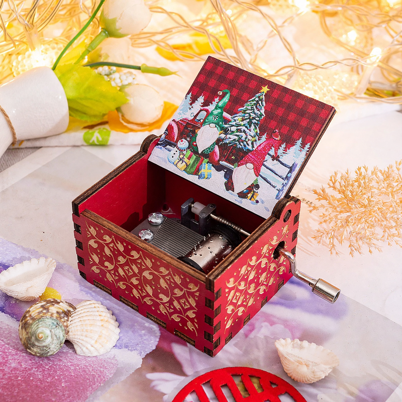 Decorative music box made of wood with engraving