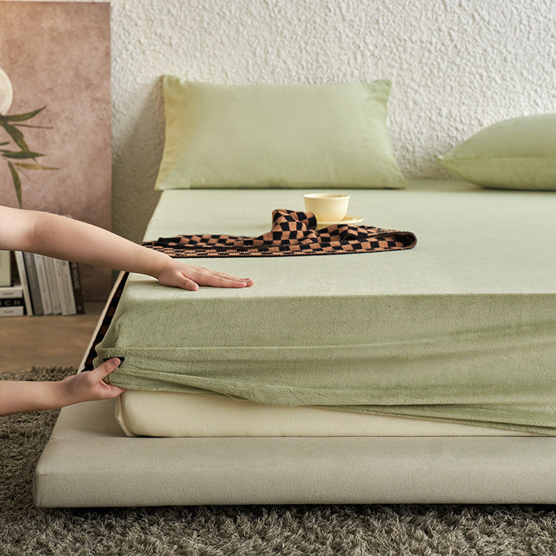 Milk fiber fleece fitted sheet for winter