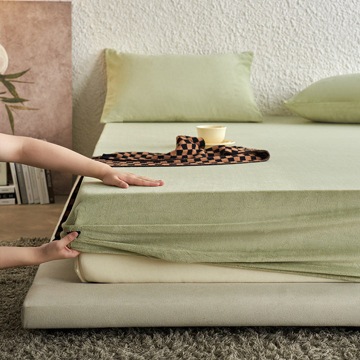 Milk fiber fleece fitted sheet for winter