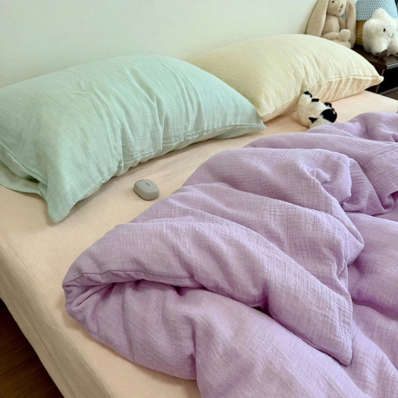 Cotton bedding set, double-layered gauze
