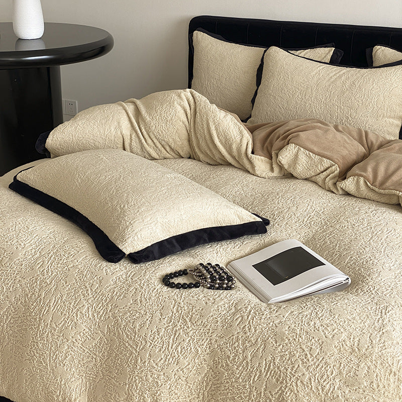 Milk fleece bedding set, French style, winter