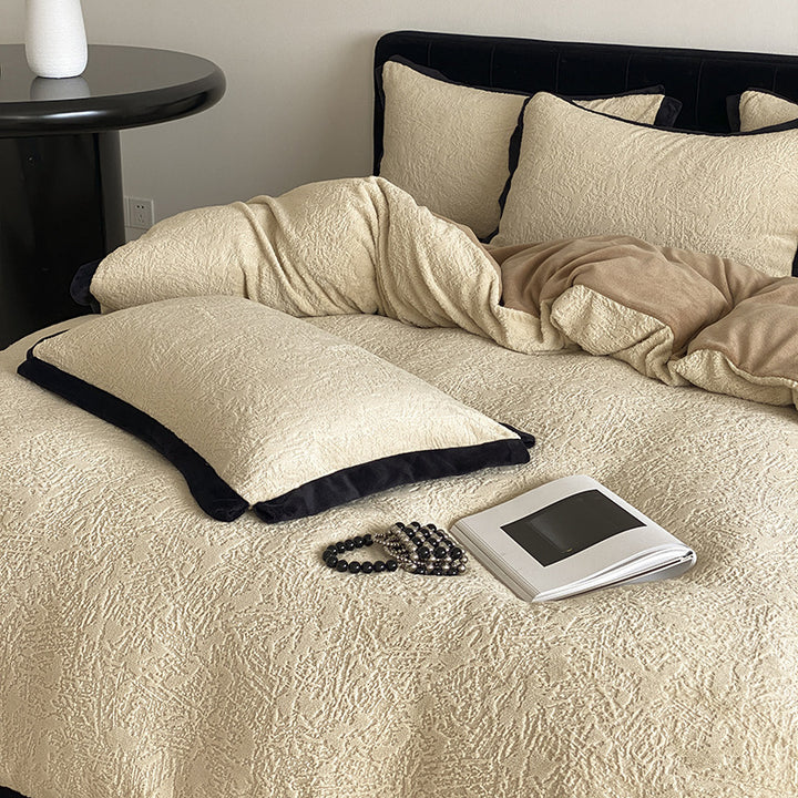 Milk fleece bedding set, French style, winter
