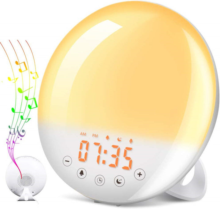 LED daylight alarm clock with sunrise simulation and FM radio