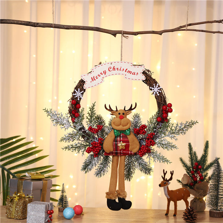 Christmas wreath with cartoon figure and branch look