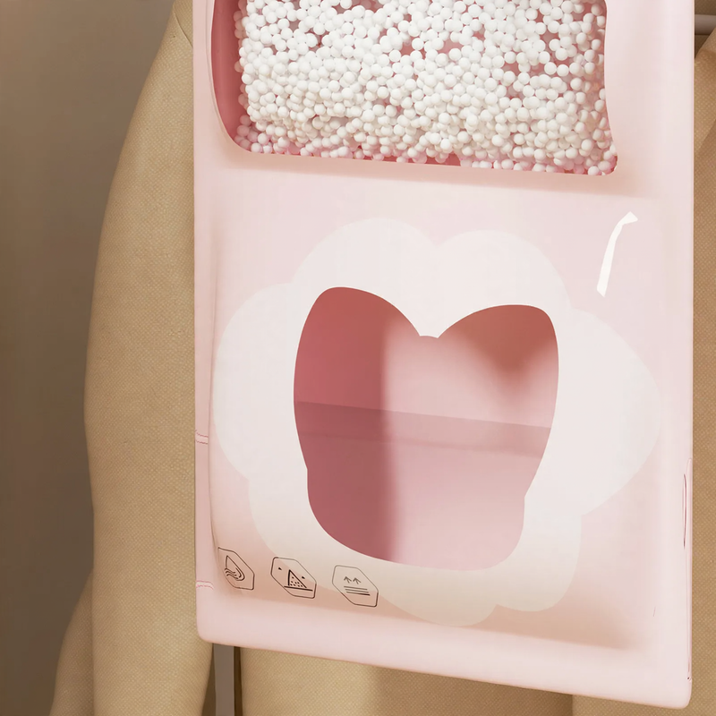 Hanging dehumidifying bag for moisture absorption