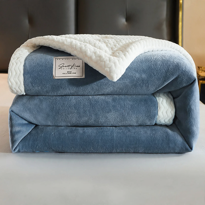 Warm coral fleece blanket for office and home