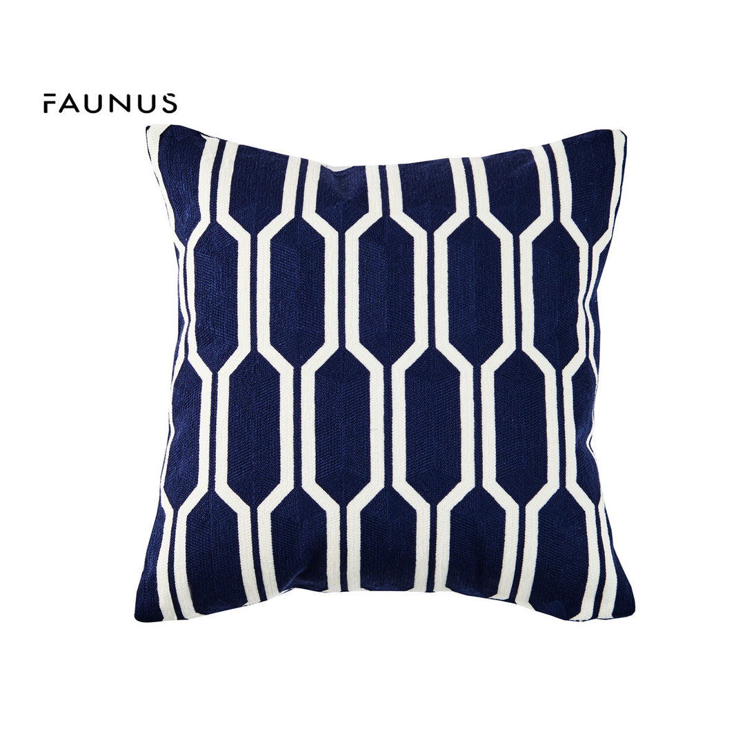 Embroidered cushion cover with stripe pattern, 45×45 cm