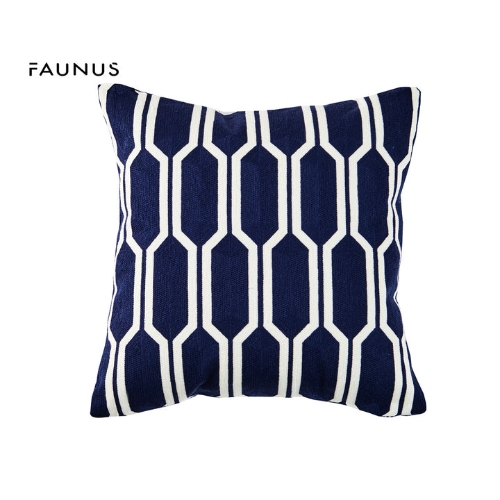 Embroidered cushion cover with stripe pattern, 45×45 cm