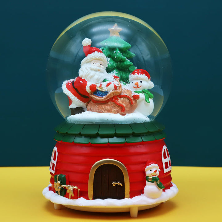 Decorative snow globe music box with light and music