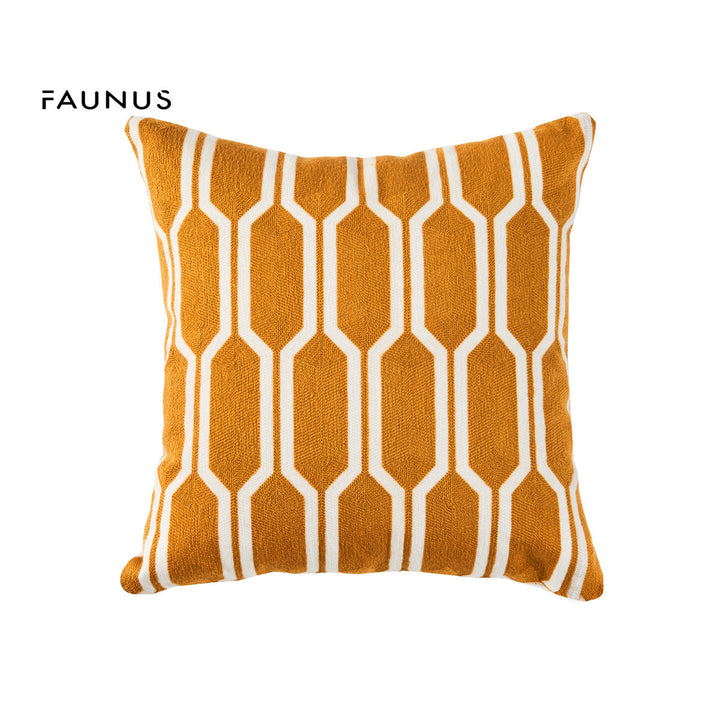 Embroidered cushion cover with stripe pattern, 45×45 cm