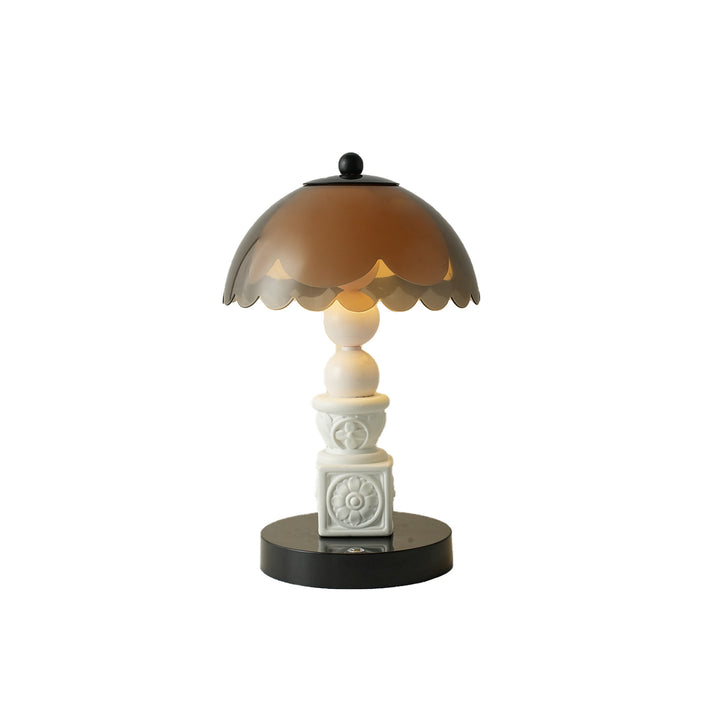 Nightstand lamp with jellyfish relief motif, white