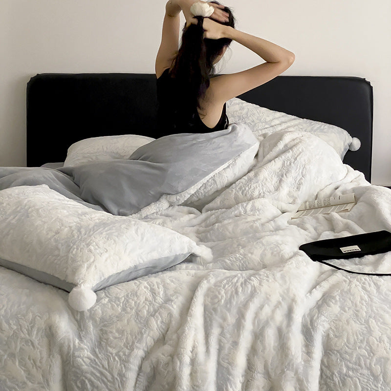 Milk fiber fleece bedding set, extra heavy, warm