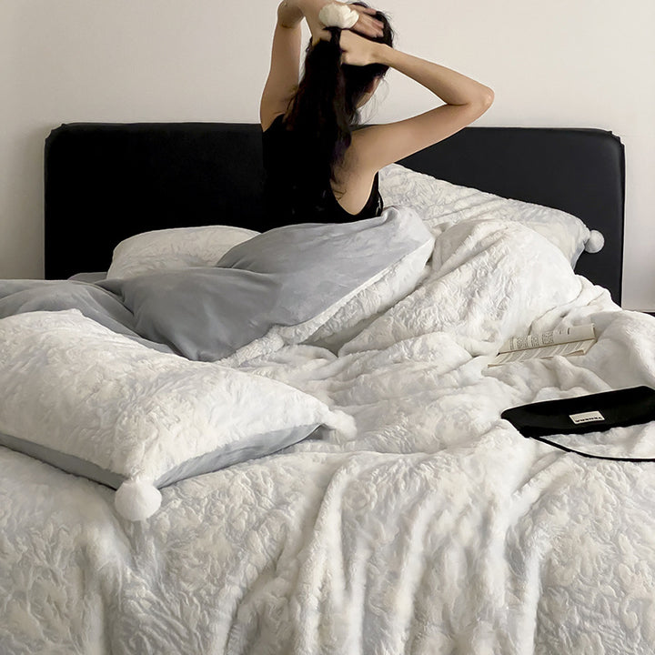 Milk fiber fleece bedding set, extra heavy, warm