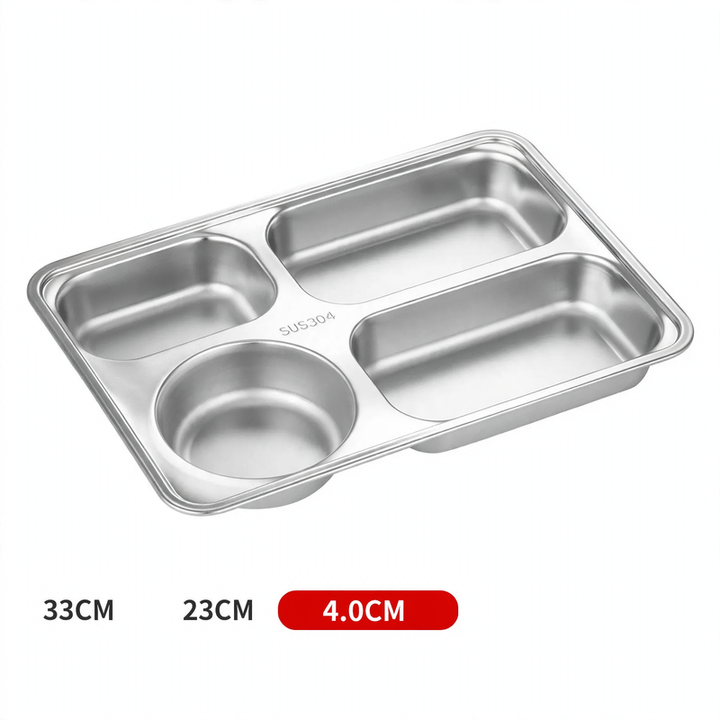 Stainless steel tray with compartments, square