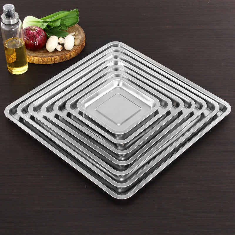Stainless steel serving tray, square