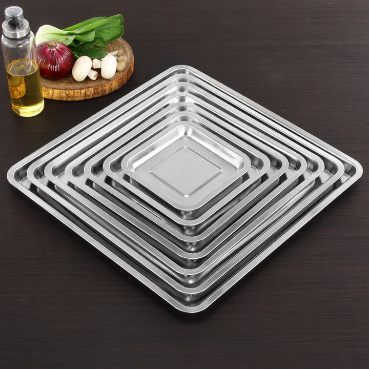 Stainless steel serving tray, square