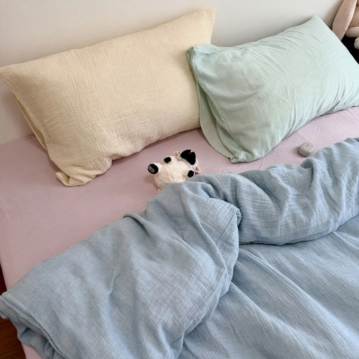 Cotton bedding set, double-layered gauze