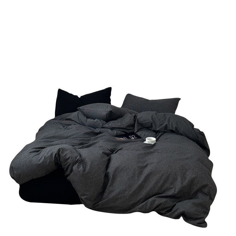 Bedding set made of washed cotton, striped