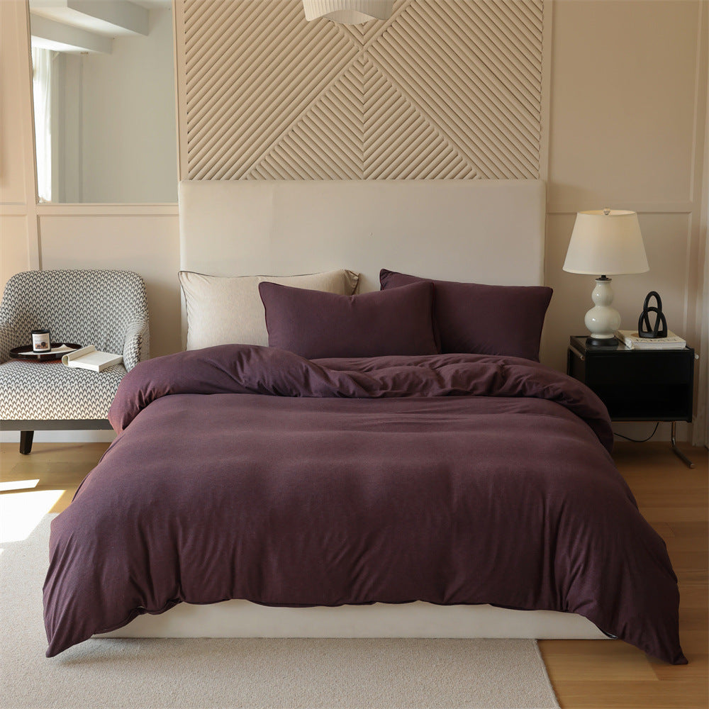 Knitted cotton bedding set, 4-piece, warming, double-sided