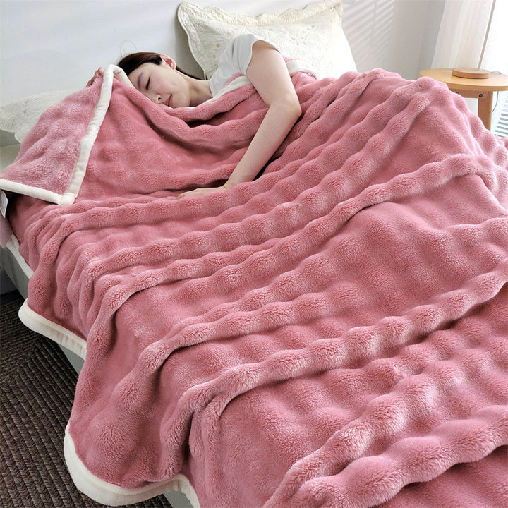 Fluffy milk fiber fleece throw blanket, extra thick