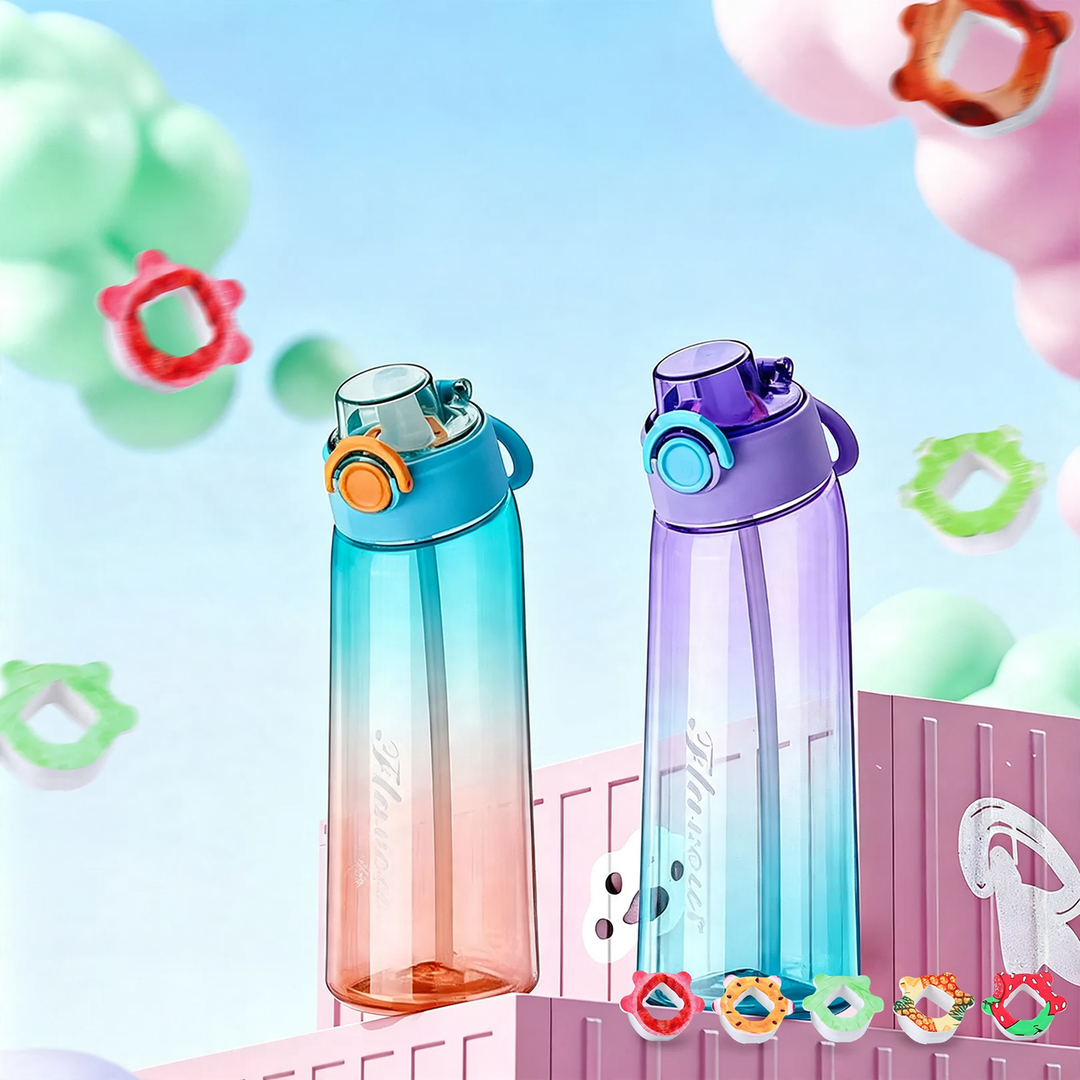Tritan drinking bottle with aroma ring, 900 ml, with straw