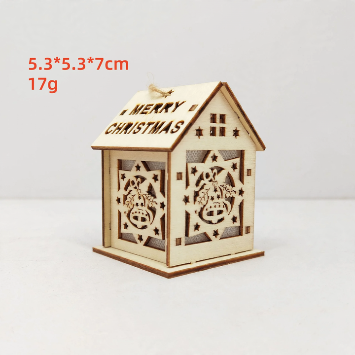 Handcrafted Christmas wooden house as decoration