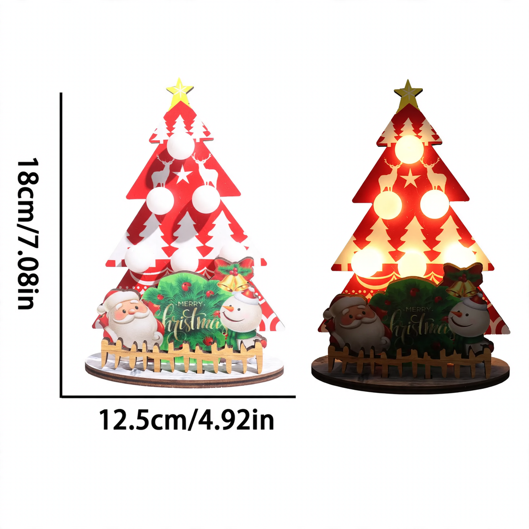 Decorative wooden Christmas tree table lamp with LED