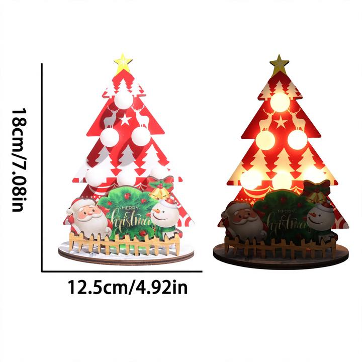 Decorative wooden Christmas tree table lamp with LED