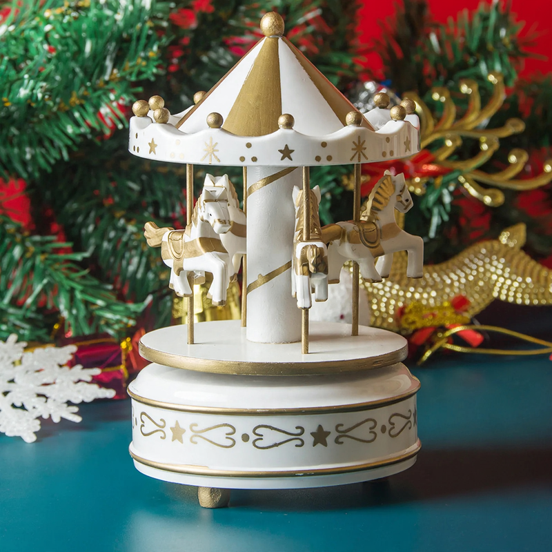 Decorative music box with carousel motif