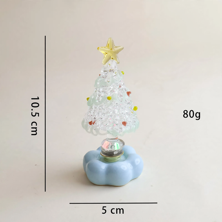 Decorative, rotating LED Christmas tree figure made of glass