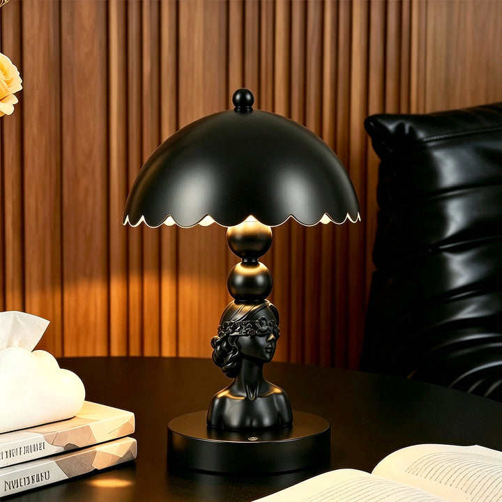 Blindfold Girl Table Lamp, ABS, black